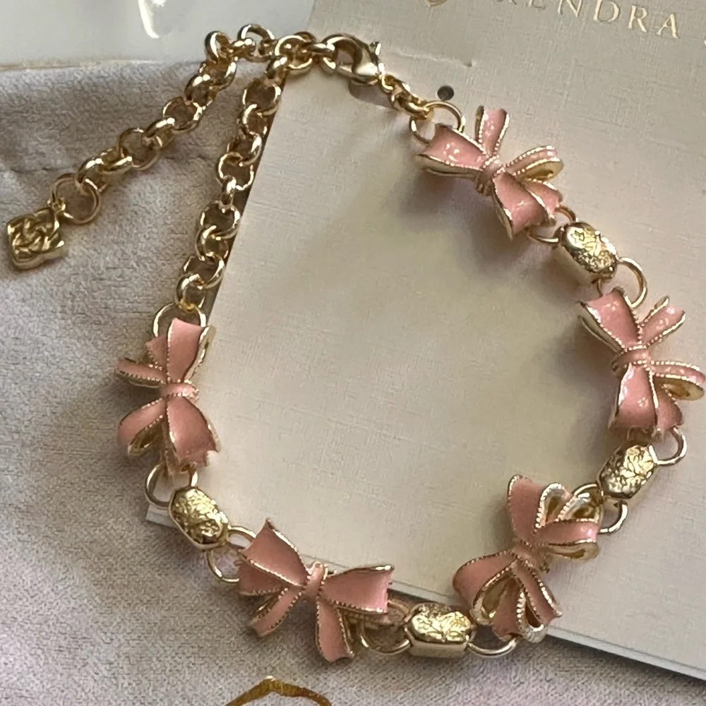 Kendra Scott x LoveShackFancy Bow Gold Delicate Chain Bracelet NEW‎